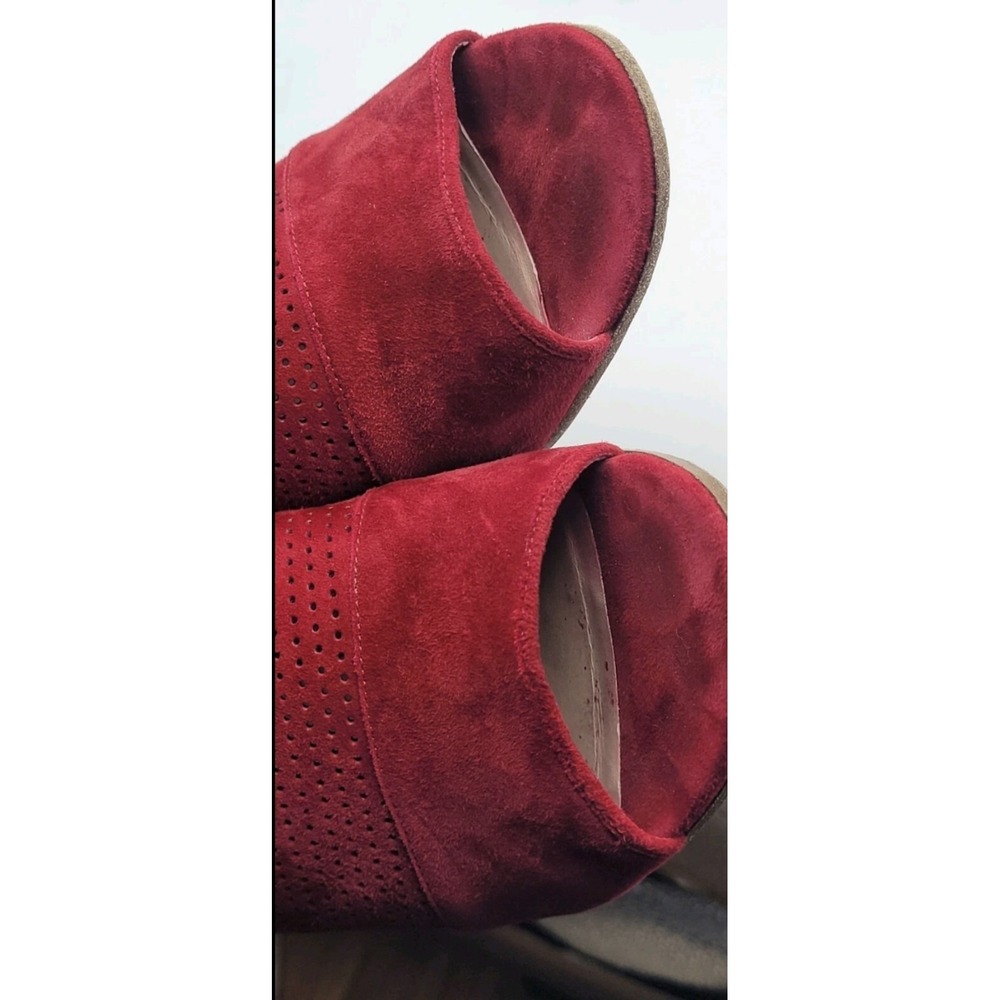 Via Spiga Gaze Red Suede Slingback Booties Block Heel Open Toe Perforated Sz 10 - Picture 8 of 9